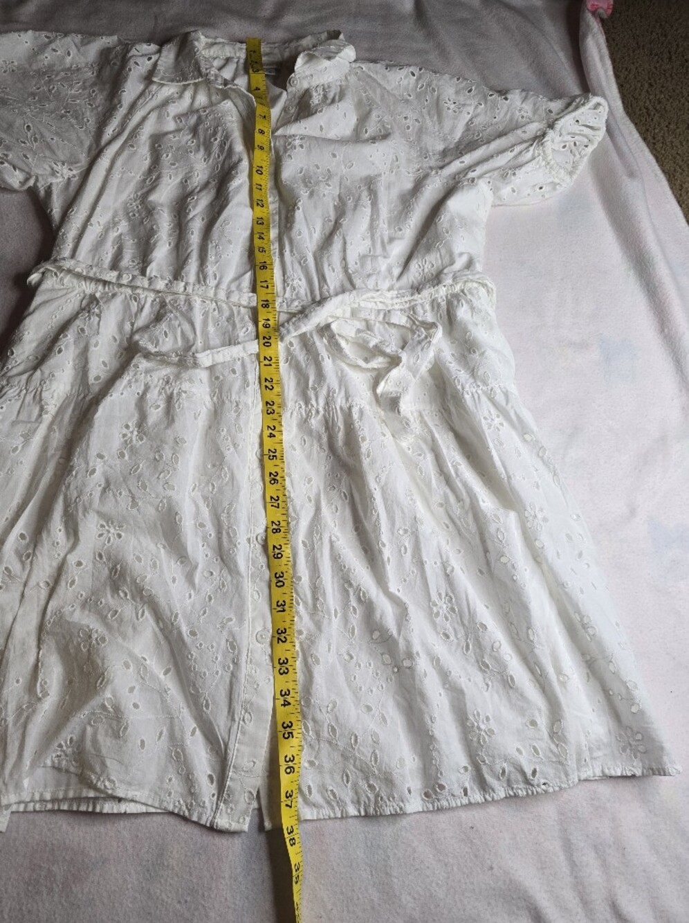 a new day White Eyelet Button-Up Dress with Tie Waist - Picture 5 of 8
